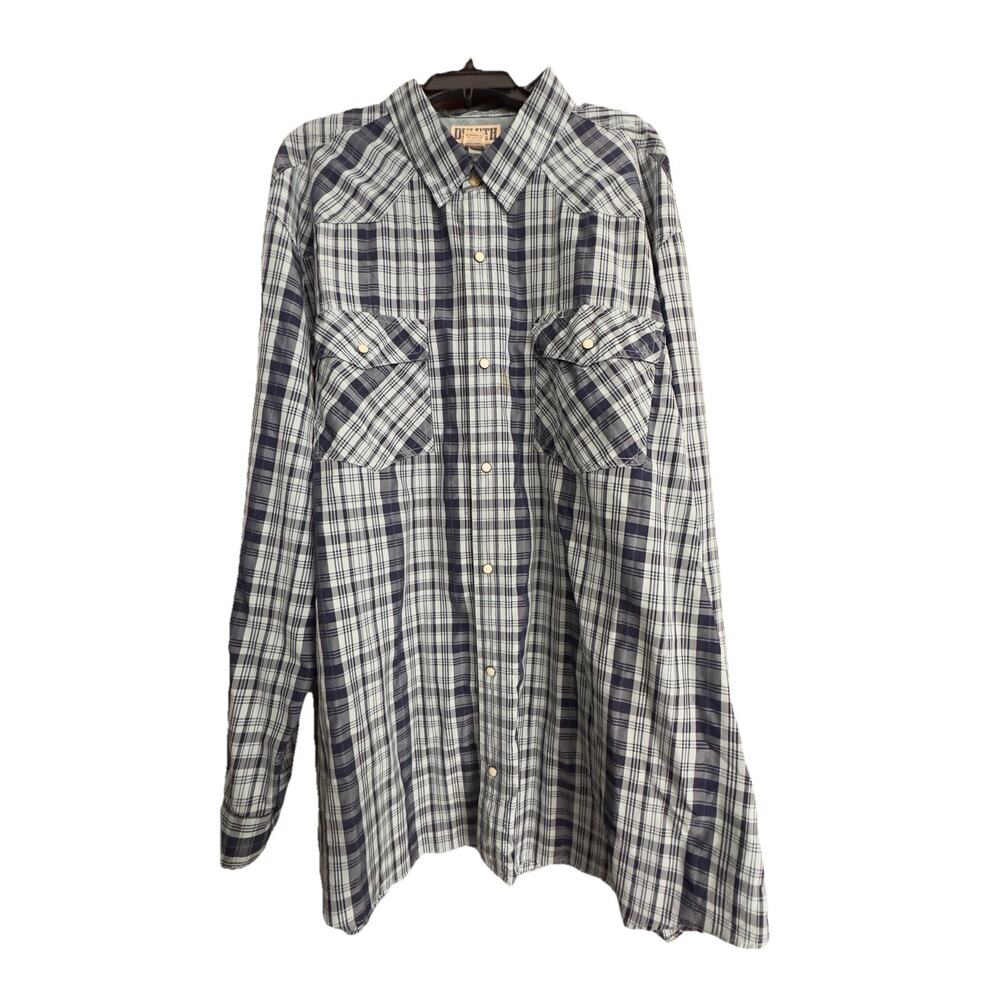 Duluth Trading Armachillo Shirt Mens Large Tall Plaid Western Vented Pearl Snap